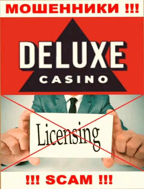 Отсутствие лицензии у организации Deluxe Casino, только доказывает, что это internet мошенники