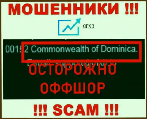 OFXB намеренно прячутся в оффшорной зоне на территории Dominica, мошенники
