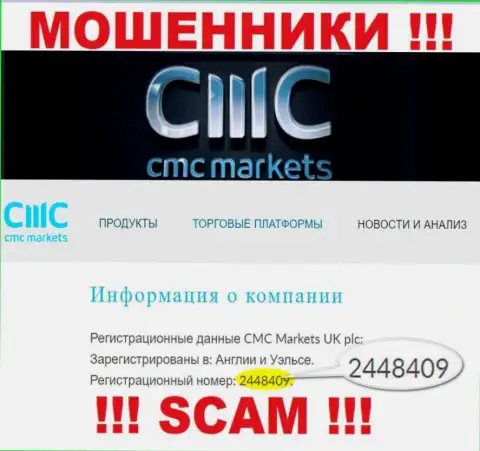 ОБМАНЩИКИ CMC Markets на самом деле имеют регистрационный номер - 2448409