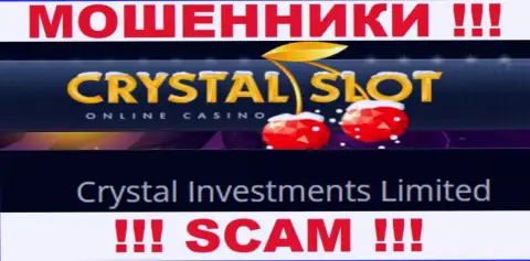 Организация, владеющая мошенниками Crystal Slot - это Crystal Investments Limited