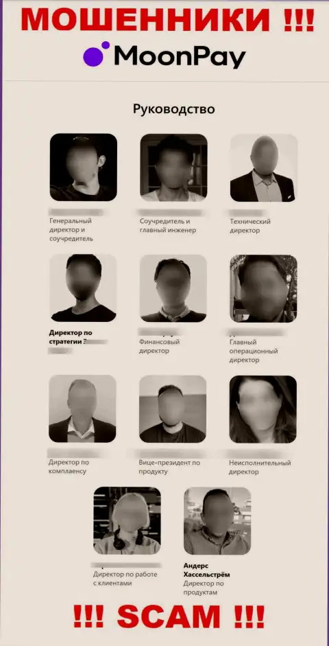MoonPay - это internet-махинаторы, посему имена, фамилии и контактные данные начальства указывают неправдивые