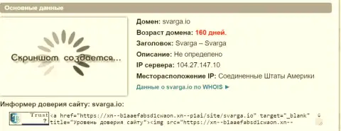 Возраст домена Forex дилингового центра Svarga, исходя из справочной инфы, полученной на портале doverievseti rf
