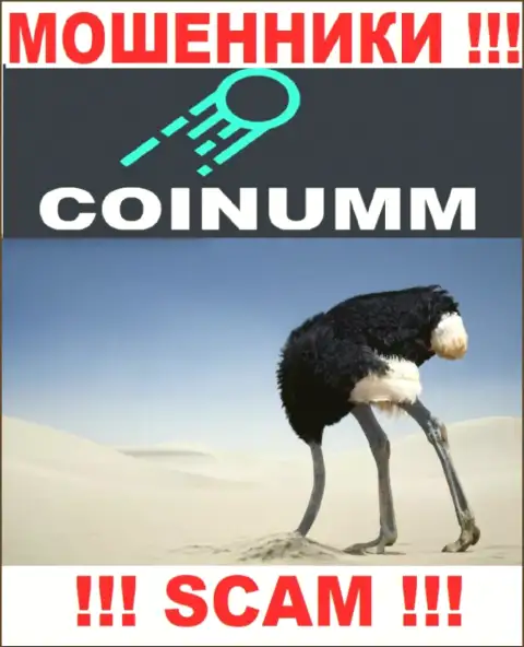 Контора Coinumm Com не имеет регулирующего органа и лицензии на осуществление деятельности
