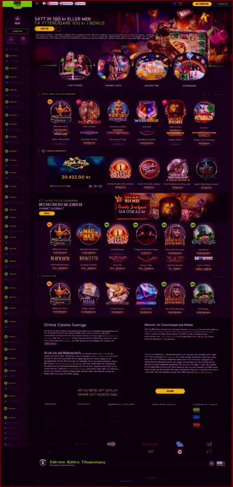 Неправда на страничках сайта мошенников 888 Casino