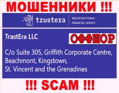 Suite 305, Griffith Corporate Centre, Beachmont, Kingstown, St. Vincent and the Grenadines - оффшорный юридический адрес мошенников Trustera Global, размещенный на их web-сайте, БУДЬТЕ ОЧЕНЬ ВНИМАТЕЛЬНЫ !!!