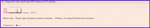 Один из честных отзывов, оставленный под обзором internet мошенника Skilling