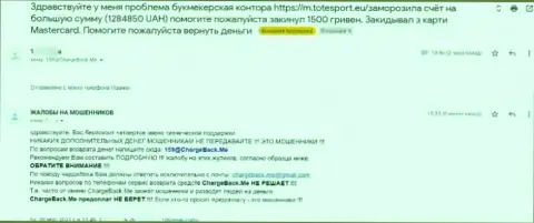 Создатель отзыва убежден, что компания ТотеСпорт Ею - это АФЕРИСТЫ !