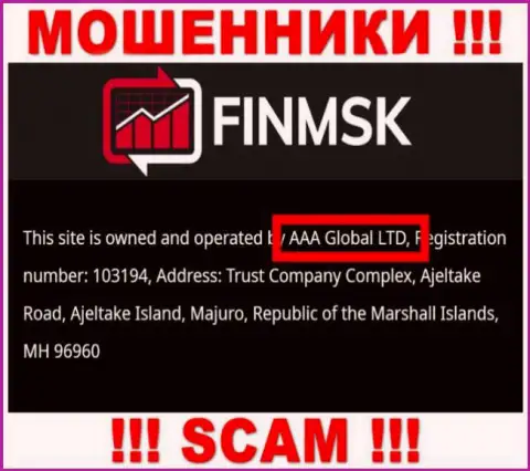 Информация про юридическое лицо интернет-махинаторов FinMSK - AAA Global Ltd, не обезопасит вас от их грязных рук