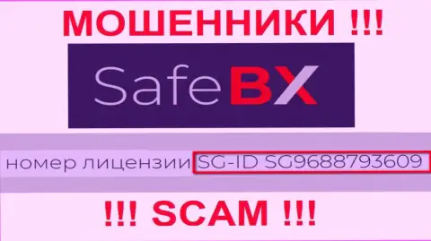 SafeBX, запудривая мозги доверчивым людям, показали на своем сайте номер их лицензии