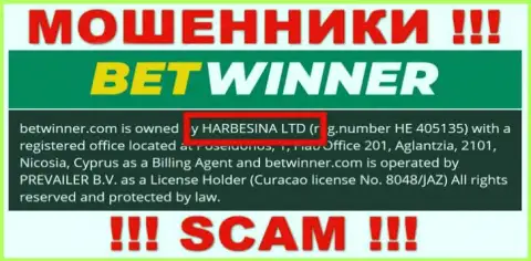 Шулера Бет Виннер пишут, что HARBESINA LTD владеет их разводняком