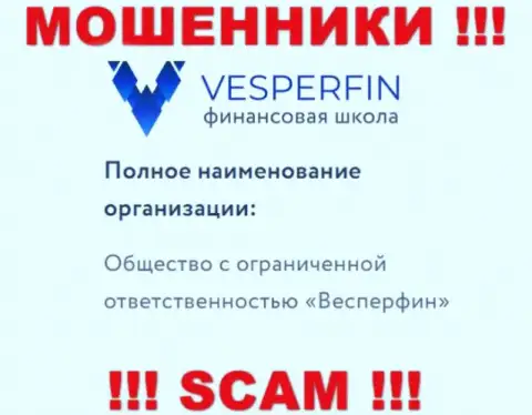 Информация про юридическое лицо мошенников ВесперФин - ООО Весперфин, не сохранит Вас от их загребущих рук