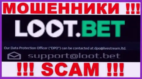 Связаться с ворюгами Loot Bet сможете по представленному e-mail (инфа была взята с их веб-портала)