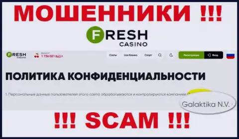 Юридическое лицо интернет разводил Fresh Casino - это GALAKTIKA N.V