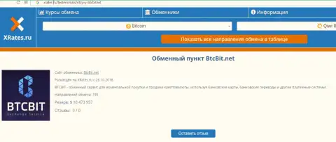 Материал об online-обменке BTCBIT Sp. z.o.o на сайте Иксрейтес Ру