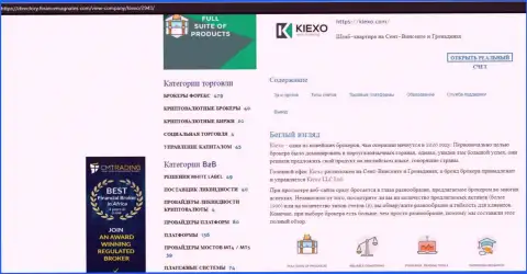 Обзорный материал об условиях для совершения торговых сделок форекс дилинговой организации Kiexo Com, расположенный на web-портале Directory FinanceMagnates Com