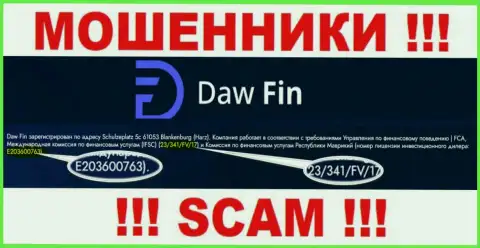 Номер лицензии DawFin Net, у них на информационном портале, не поможет уберечь Ваши вклады от слива