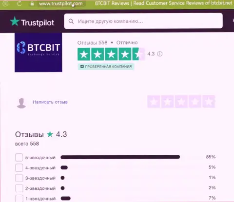 Реальная оценка качества сервиса интернет обменки BTC Bit на веб-портале Трастпилот Ком