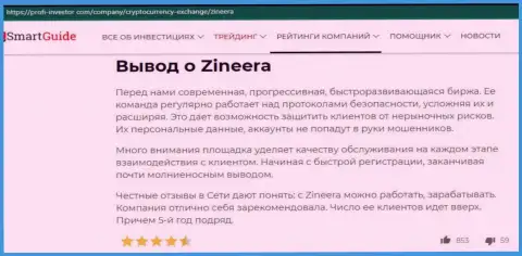 Заключение в статье об условиях для спекулирования биржевой компании Зинейра, размещенной на веб-портале Профи Инвестор Ком
