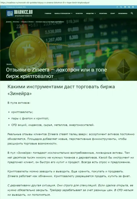 Обзор инструментов для торгов дилинговой организации Zinnera на интернет-портале roadnice ru