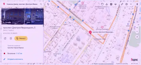 Представленный одним из работников 770 Капитал адрес расположения лохотронной ФОРЕКС компании на Yandex Maps