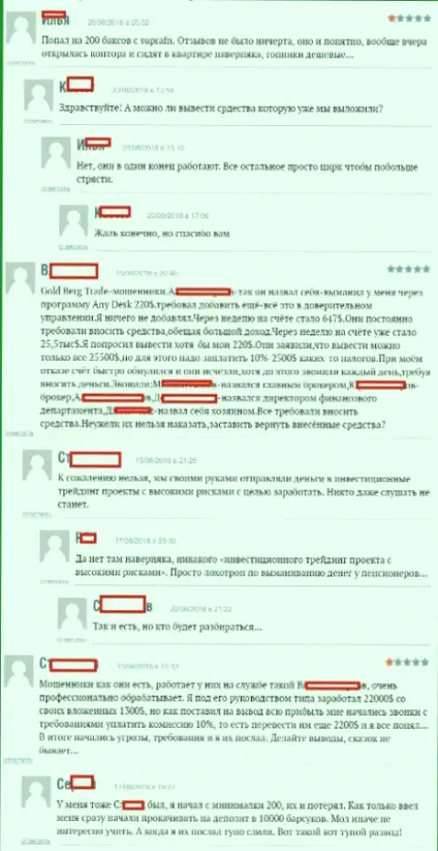 Сообщения трейдеров ФОРЕКС брокерской конторы Супра ФН, оставленные ими на сайте боэксперт ру